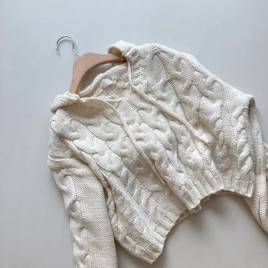 [BUNJANG] Kkwabaegi Hooded Knit Sweater / 꽈배기 후드니트
