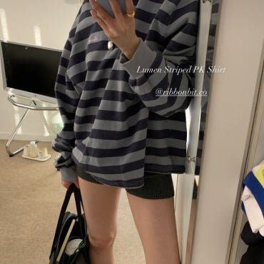 [BUNJANG] Ribbonbit Lumen Striped PK Shirt / 리본빛 루멘 스트라이프 PK셔츠