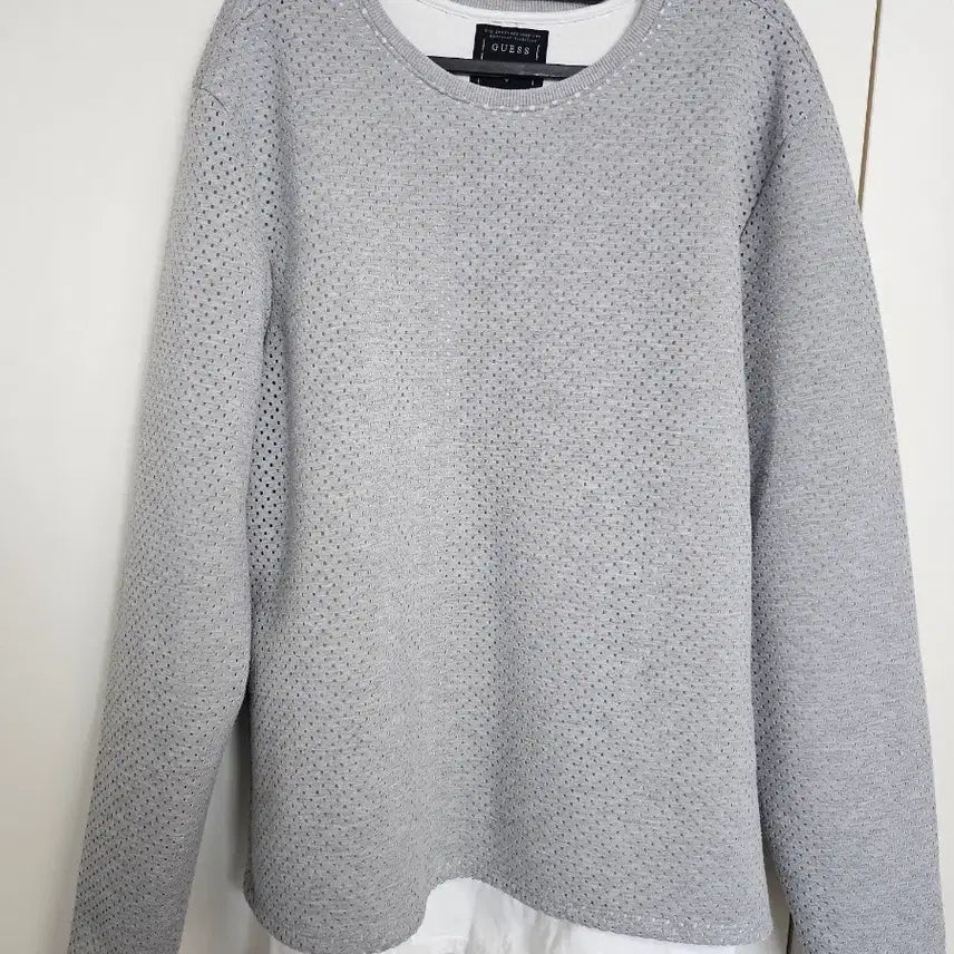 [BUNJANG] Guess Gray Layered T-shirt / Guess 회색 흰티 레이어드 맨투맨 티셔츠