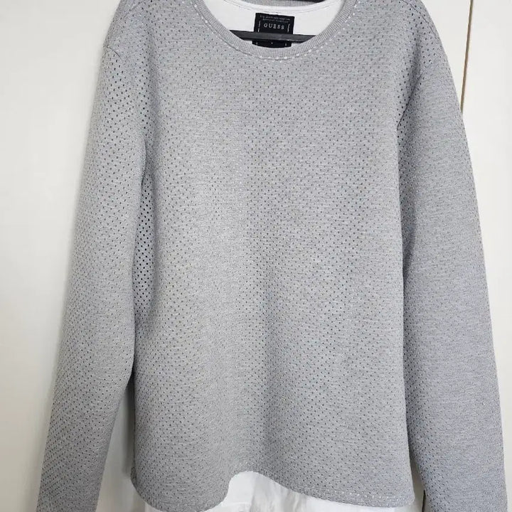 [BUNJANG] Guess Gray Layered T-shirt / Guess 회색 흰티 레이어드 맨투맨 티셔츠