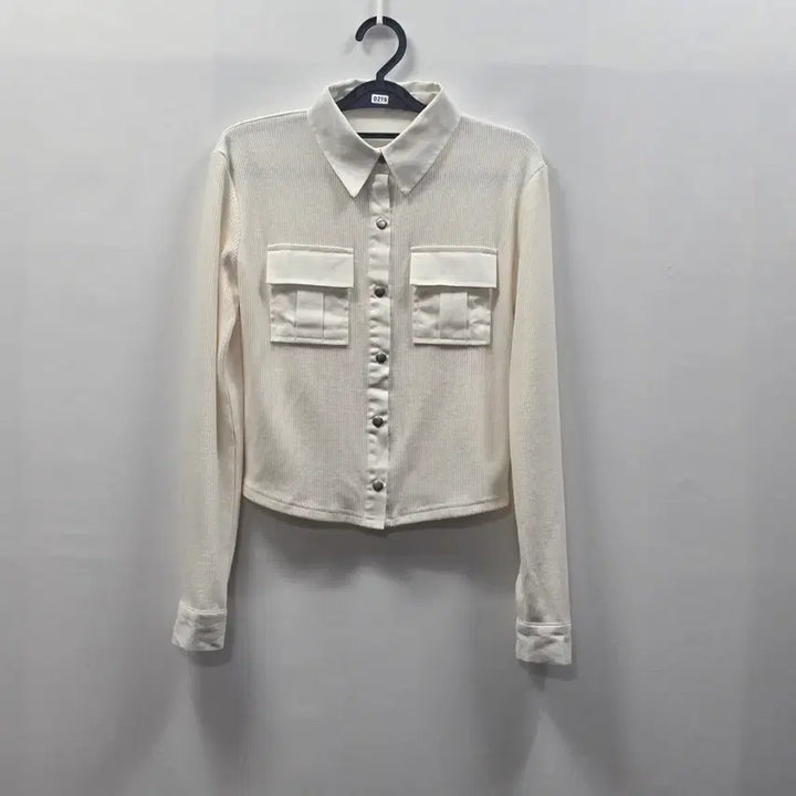 [BUNJANG] 0219 Muze Ivory Ribbed Pocket Long Sleeve Shirt / 0219 muze 아이보리 골지 포켓 긴팔 남방