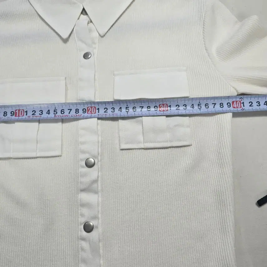 [BUNJANG] 0219 Muze Ivory Ribbed Pocket Long Sleeve Shirt / 0219 muze 아이보리 골지 포켓 긴팔 남방