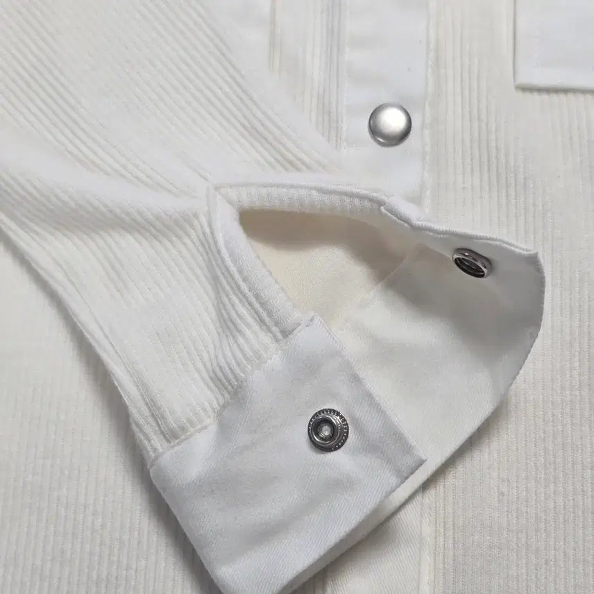 [BUNJANG] 0219 Muze Ivory Ribbed Pocket Long Sleeve Shirt / 0219 muze 아이보리 골지 포켓 긴팔 남방