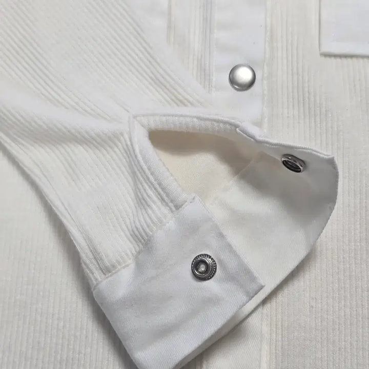 [BUNJANG] 0219 Muze Ivory Ribbed Pocket Long Sleeve Shirt / 0219 muze 아이보리 골지 포켓 긴팔 남방