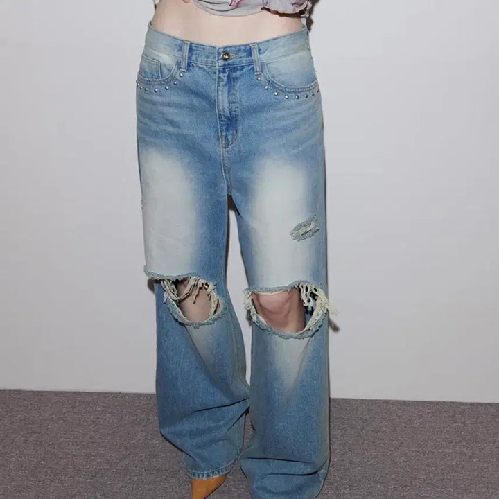 [BUNJANG] Polysuem Studded Denim Jeans / 폴리수엠 스터드 데님 진 1사이즈