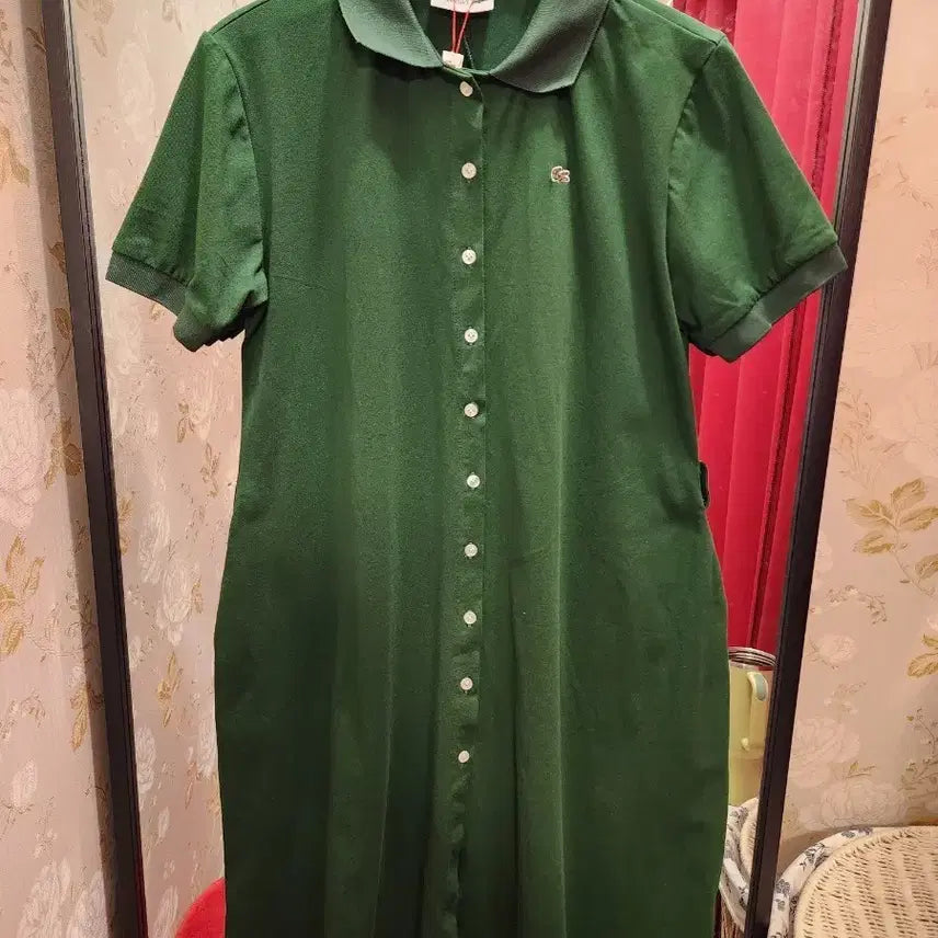 [BUNJANG] Lacoste Polo Shirt Dress Green L / 7/41 라코스테 카라 셔츠 원피스 그린 L