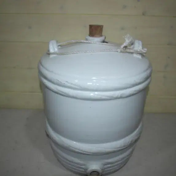 [BUNJANG] 100-Year-Old Joseon Dynasty Celadon Wine Jar / (중대형) 100년 골동품 조선시대 백자 술독 술 항아리 엔틱