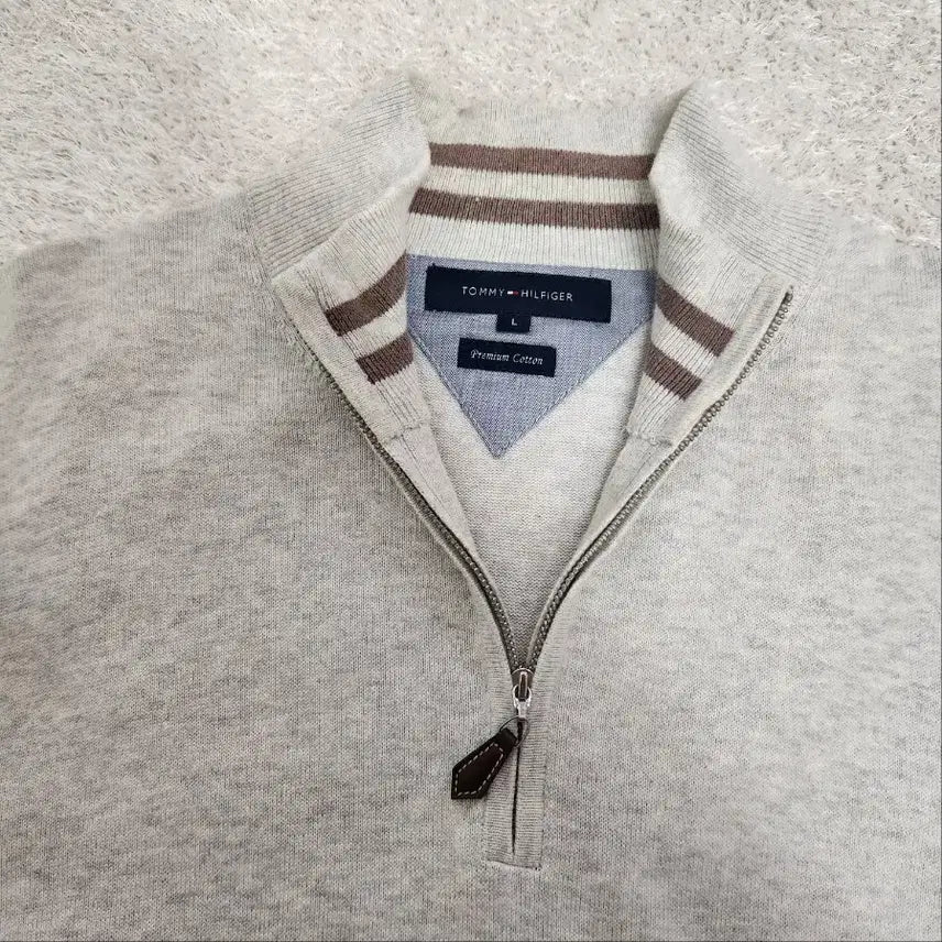 [BUNJANG] Tommy Hilfiger Premium Cotton Half-Zip Knit Sweater / 타미힐피거 프리미엄 코튼 라인 하프집업 니트 L