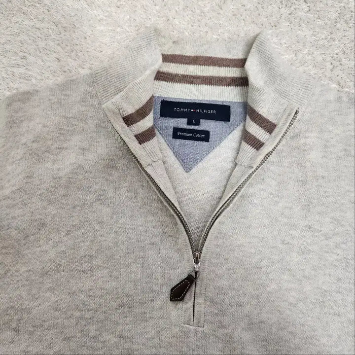 [BUNJANG] Tommy Hilfiger Premium Cotton Half-Zip Knit Sweater / 타미힐피거 프리미엄 코튼 라인 하프집업 니트 L