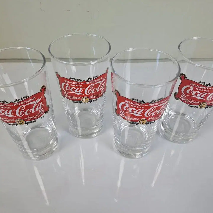 [BUNJANG] Vintage Coca-Cola Glass Tumbler Set (4 pcs) / 근대사 수집 빈티지 코카콜라 고전컵 유리 음료잔  4개