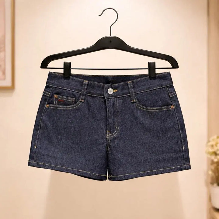 [BUNJANG] Coated Dark Blue Denim Hot Pants / 새상품:) 코팅 청 데님 반바지 핫팬츠