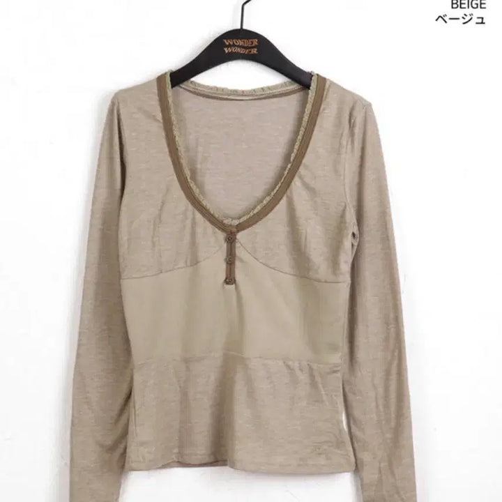 [BUNJANG] WonderWonder Zenki Ribbed Slim T-Shirt / 원더원더 젠키 단추 골지 슬림 티셔츠