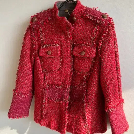 [BUNJANG] Tory Burch Red Tweed Chain Detail Jacket / 트리버치 레드 트위드 자켓
