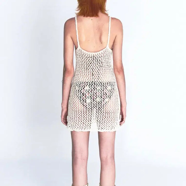[BUNJANG] Current Crochet Sleeveless Mini Dress / 커렌트) 크로셰 슬리브리스 미니 원피스 드레스