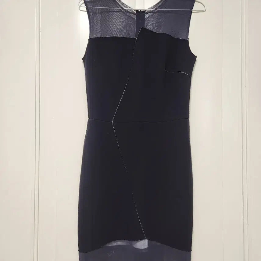 [BUNJANG] Sandro Navy Sheer Panel Midi Dress / sandro 산드로 원피스