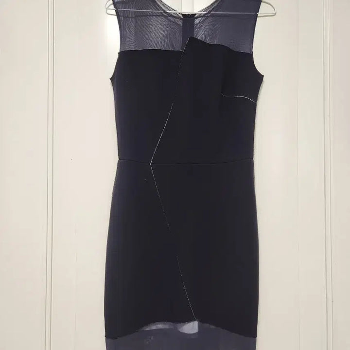[BUNJANG] Sandro Navy Sheer Panel Midi Dress / sandro 산드로 원피스