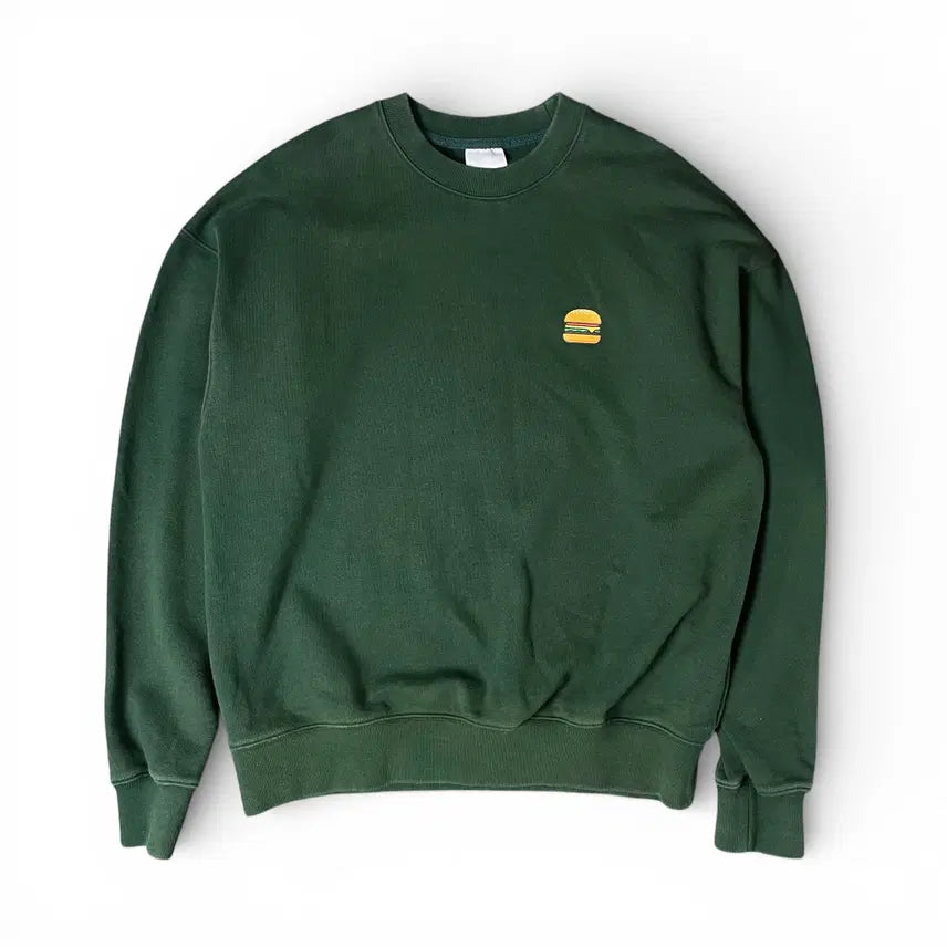 [BUNJANG] EGU Green Hamburger Printed Sweatshirt / EGU 그린 햄버거 프린팅 맨투맨 M