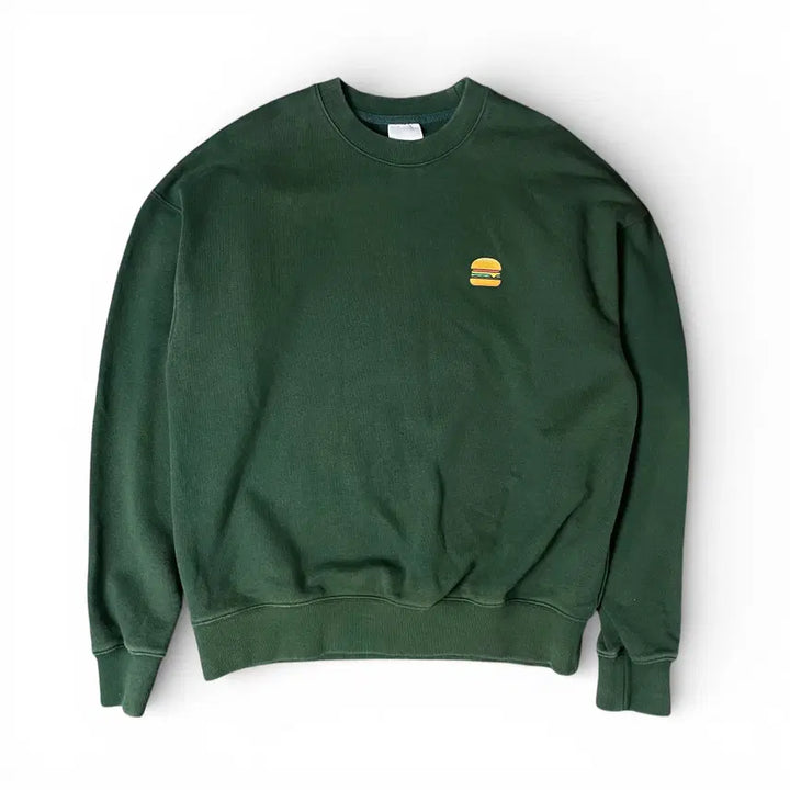 [BUNJANG] EGU Green Hamburger Printed Sweatshirt / EGU 그린 햄버거 프린팅 맨투맨 M