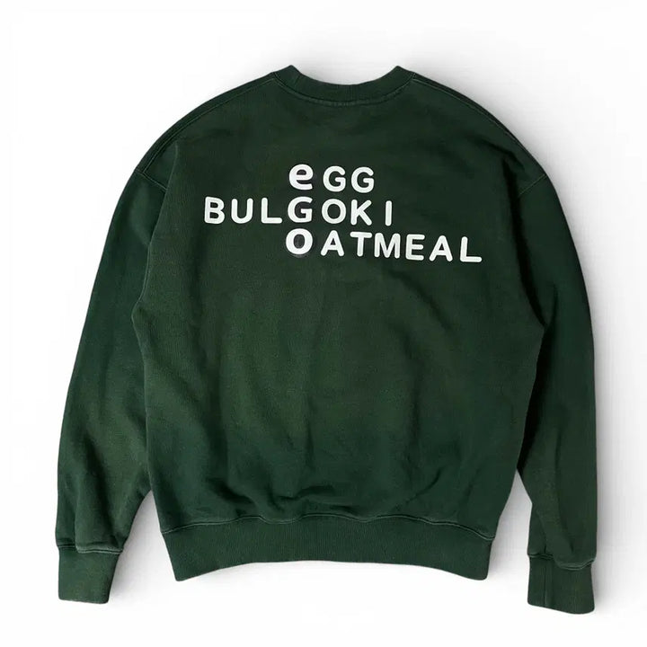[BUNJANG] EGU Green Hamburger Printed Sweatshirt / EGU 그린 햄버거 프린팅 맨투맨 M