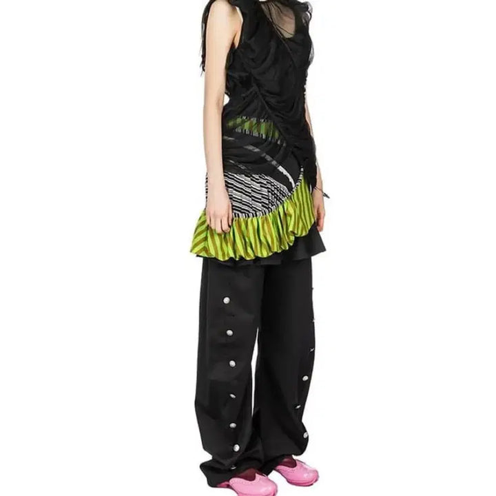 [BUNJANG] Kiko Kostadinov Simultaneism Skirt - Green Black / 키코 코스타디노브 시뮬타니즘 스커트 그린 블랙