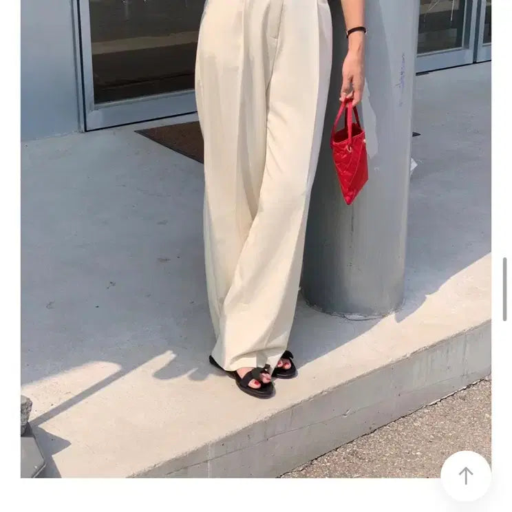 [BUNJANG] WLOG Summer Pleated Slacks Cream (Short L) / 원로그 썸머 핀턱슬랙스 크림 새상품 (short L)