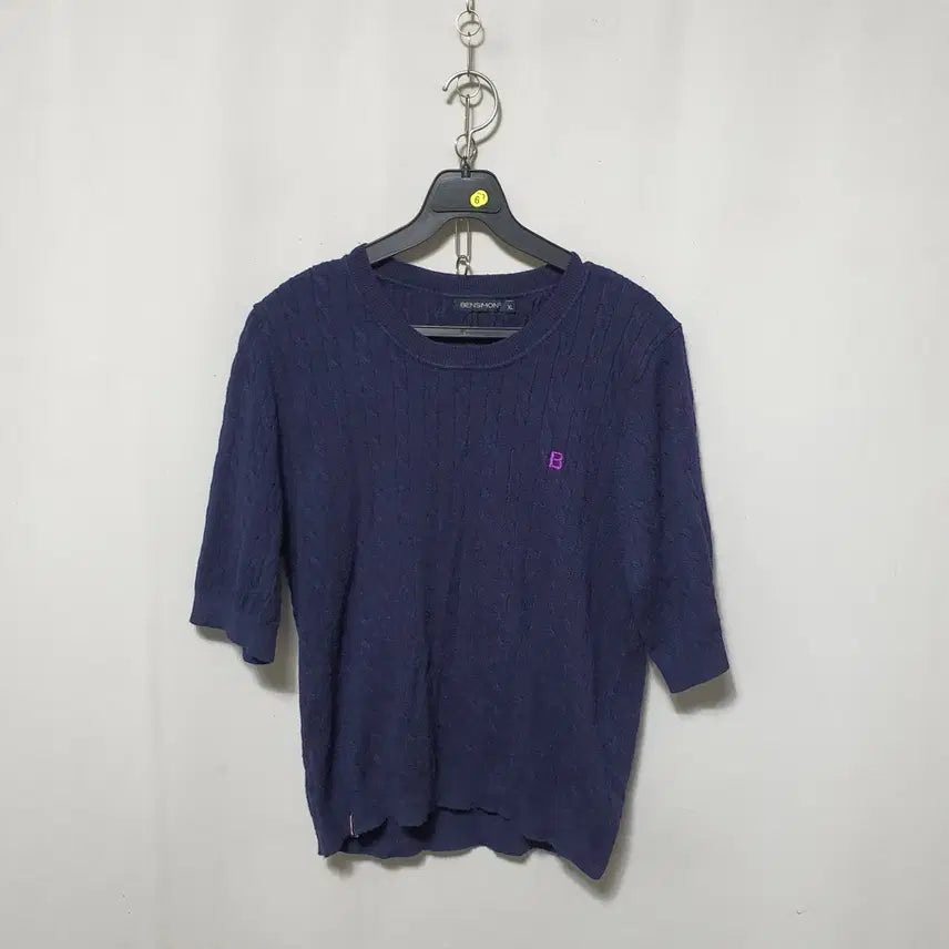 [BUNJANG] Ben Simon Cable Knit T-Shirt / O6 벤시몽 여성 반팔 케이블 니트티셔츠 XL 23년식
