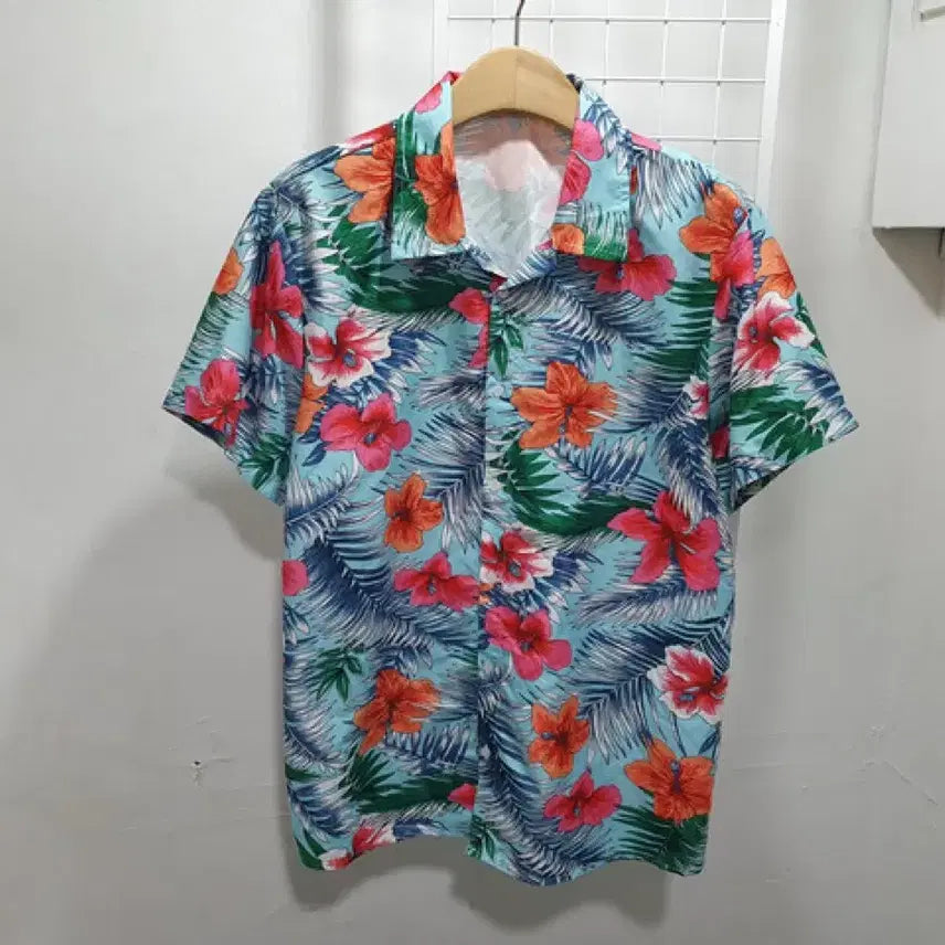 [BUNJANG] Floral Pattern Hawaiian Short Sleeve Shirt (Man L-100) / 플라워 패턴 반팔 셔츠 하와이안 (MAN L-100)