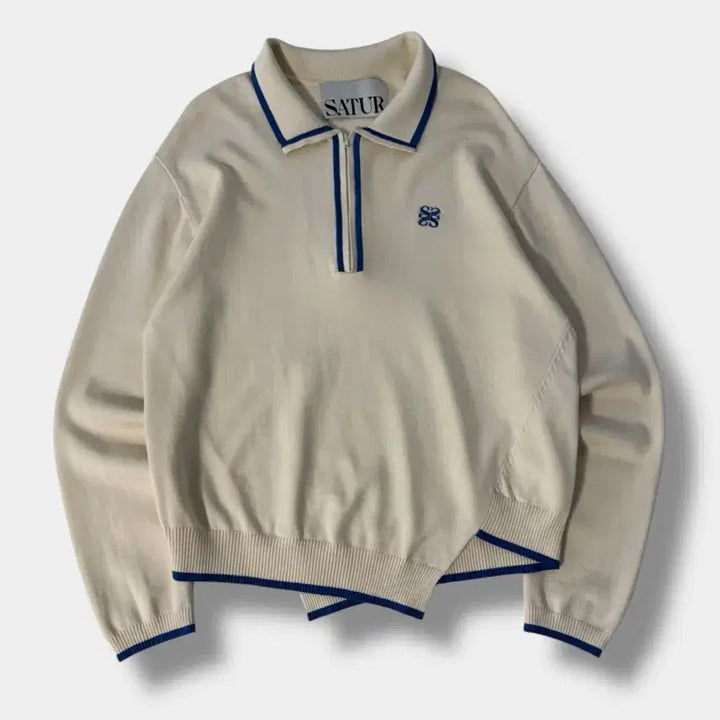 [BUNJANG] Setter Dublin Half-Zip Knit Sweater / 세터 루즈핏 더블린 언벨런스 카라 하프집 니트