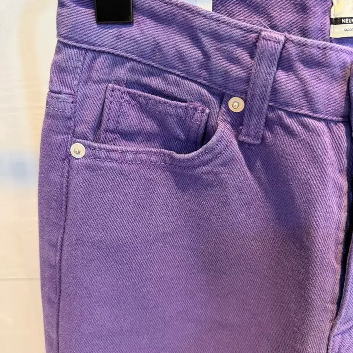 [BUNJANG] Purple Wide Leg Denim Pants / 일자 와이드 핏 퍼플 데님