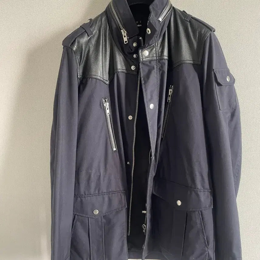 [BUNJANG] Couples Real Leather Patch Field Jacket / 쿠플스 리얼가죽패치 야상