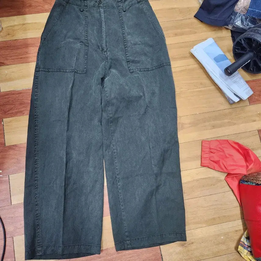 [BUNJANG] Monochrome Wide Fit Black Summer Slacks / 모노크롬 와이드핏 블랙 시원배기팬츠s