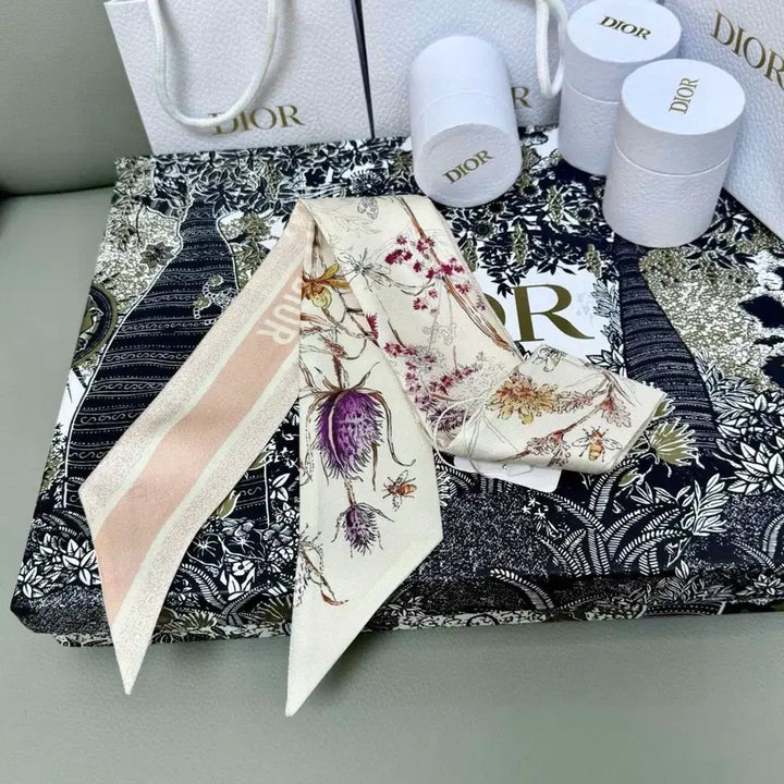 [BUNJANG] Dior Mitza Floral Pink Silk Scarf / 디올 미차 스카프 플로럴/핑크