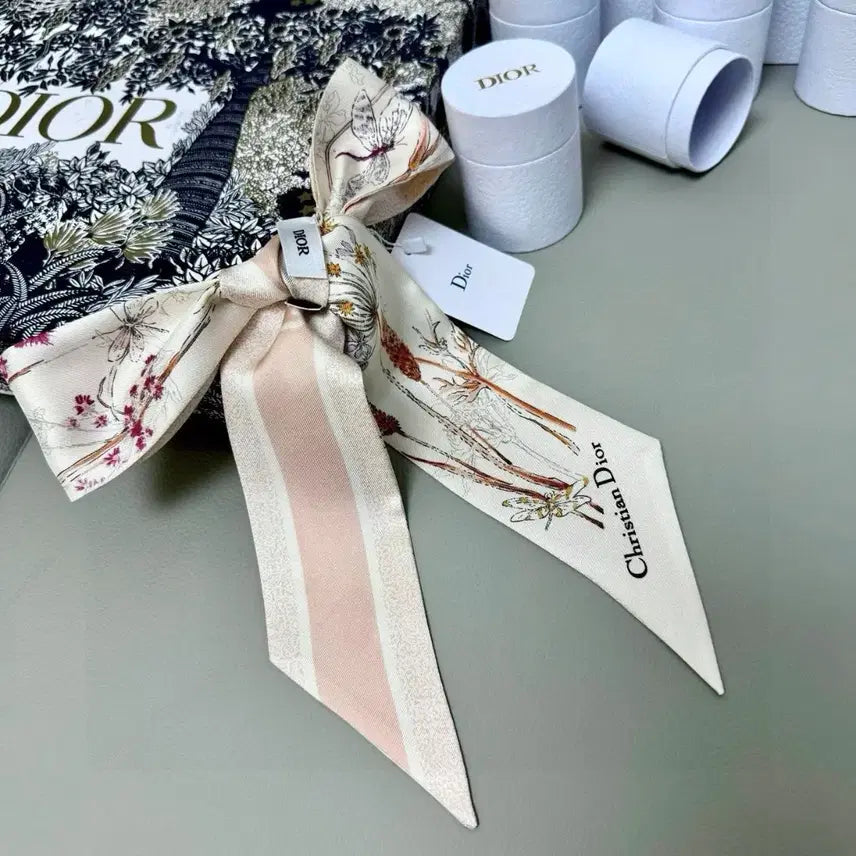 [BUNJANG] Dior Mitza Floral Pink Silk Scarf / 디올 미차 스카프 플로럴/핑크
