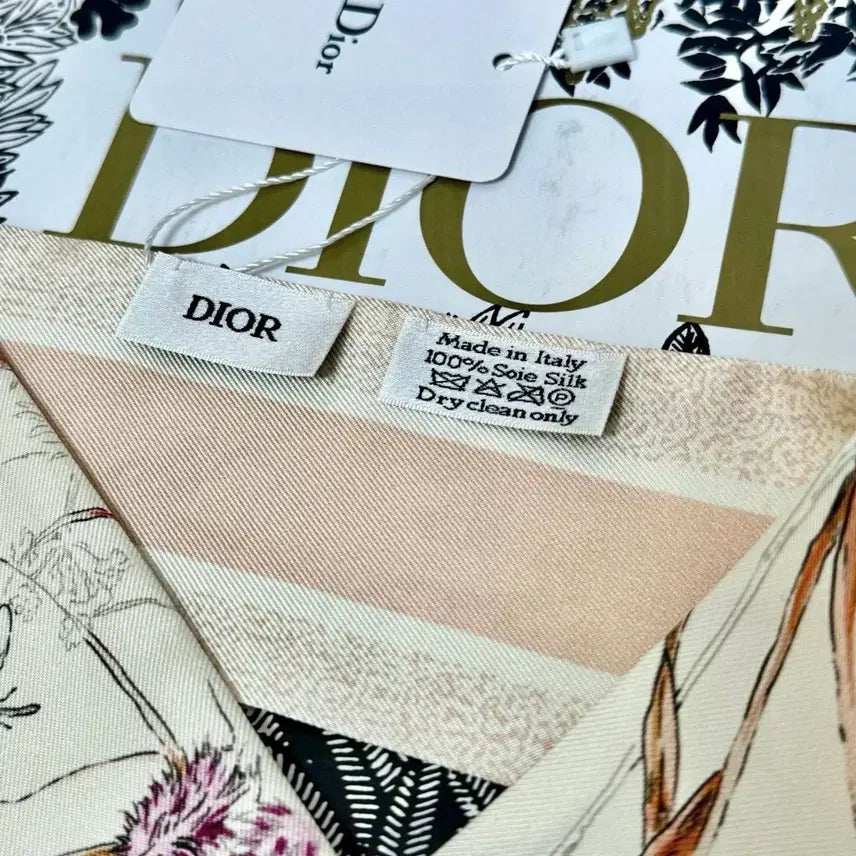 [BUNJANG] Dior Mitza Floral Pink Silk Scarf / 디올 미차 스카프 플로럴/핑크