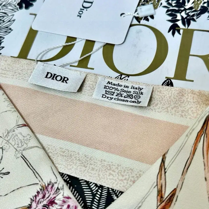 [BUNJANG] Dior Mitza Floral Pink Silk Scarf / 디올 미차 스카프 플로럴/핑크