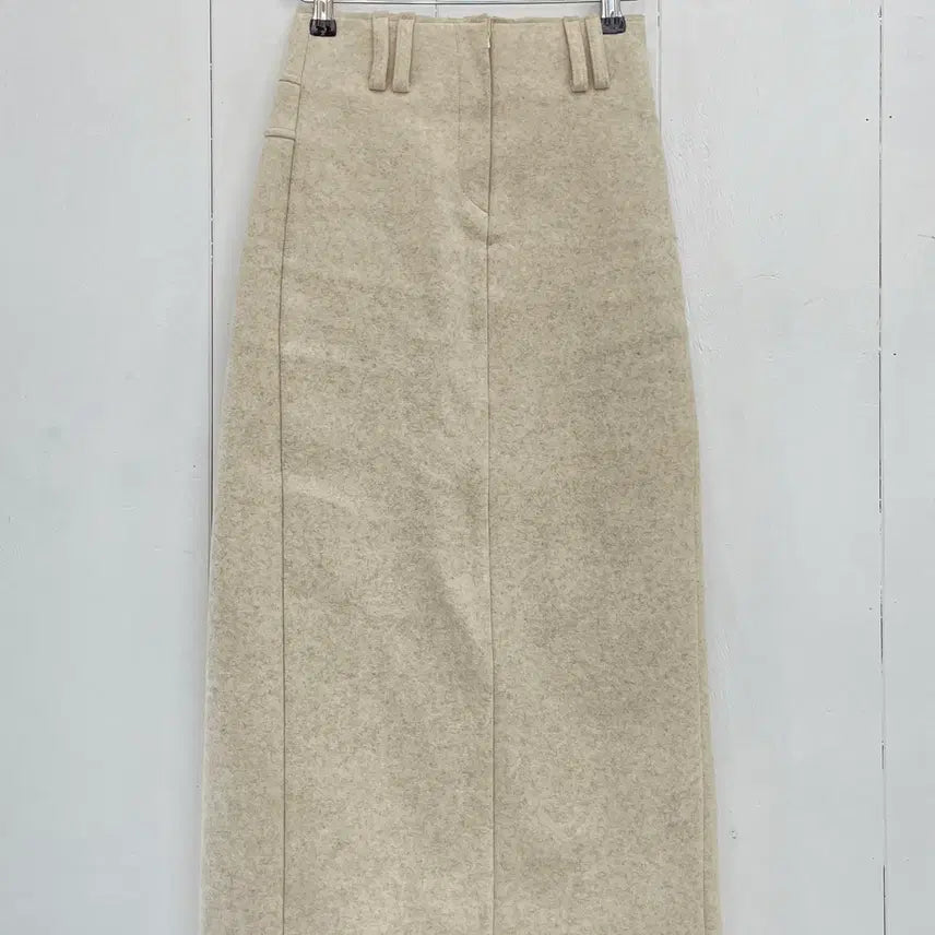 [BUNJANG] UGLYSHADOW Long H-Line Skirt Oatmeal / 어글리쉐도우(UGLYSHADOW) 백포켓 뒷트임 롱 스커트 오트밀