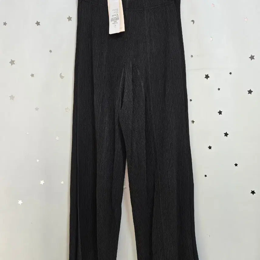 [BUNJANG] Pleats Me Black Ribbed Wide Pants / 플리츠미 검정색 골지 와이드 팬츠 새상품 FREE