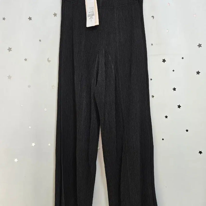 [BUNJANG] Pleats Me Black Ribbed Wide Pants / 플리츠미 검정색 골지 와이드 팬츠 새상품 FREE