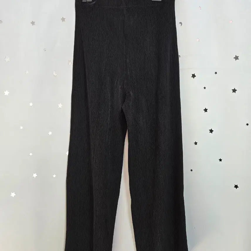 [BUNJANG] Pleats Me Black Ribbed Wide Pants / 플리츠미 검정색 골지 와이드 팬츠 새상품 FREE