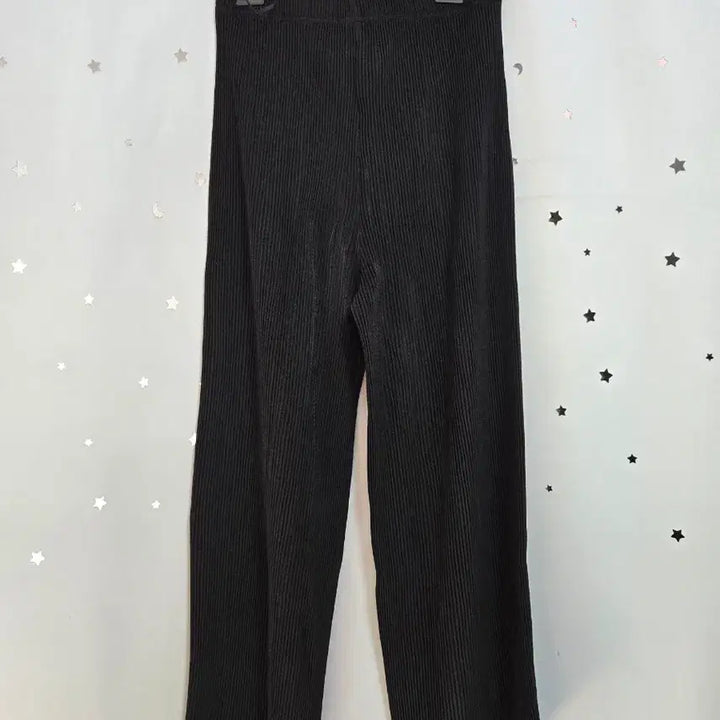 [BUNJANG] Pleats Me Black Ribbed Wide Pants / 플리츠미 검정색 골지 와이드 팬츠 새상품 FREE
