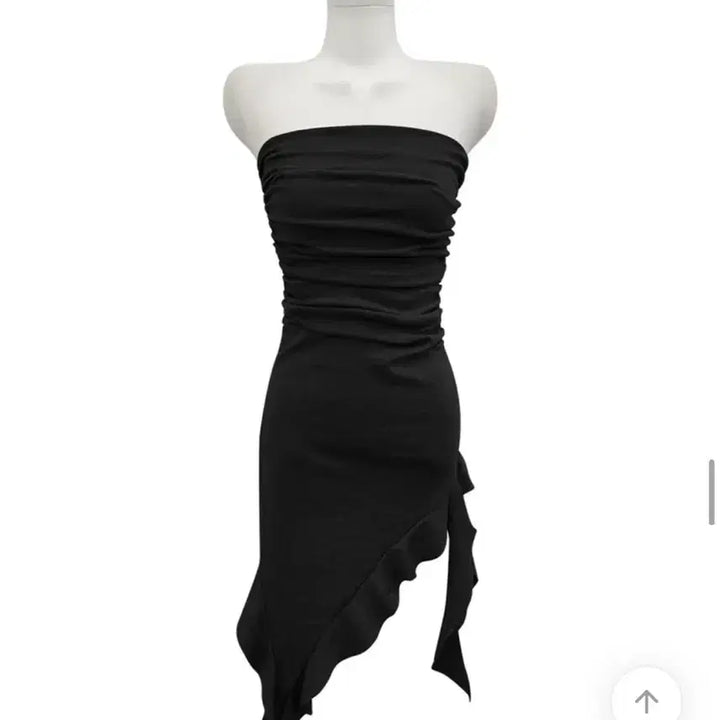 [BUNJANG] Unbalanced Ruffle Top Dress - Black / 언발 러플 탑 원피스-블랙