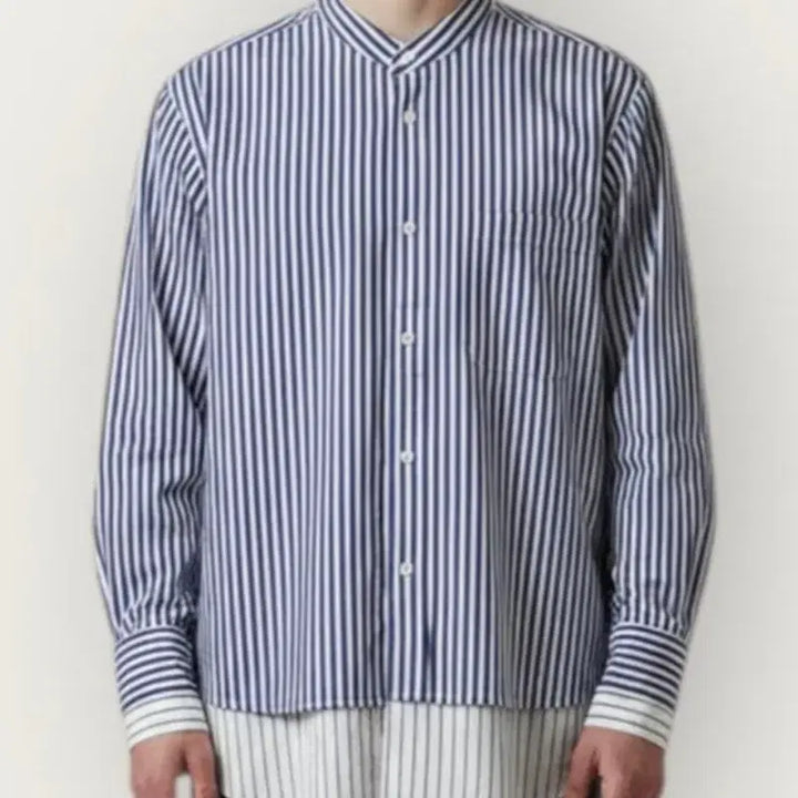 [BUNJANG] Solid Homme Layering Shirt (Men) - Navy Stripe / 솔리드옴므 레이어링 셔츠(남성) 46