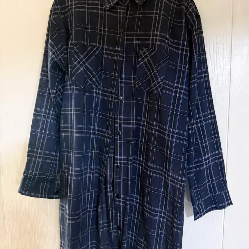 [BUNJANG] Slowand Navy Check Long Dress / 슬로우앤드 네이비체크 롱원피스