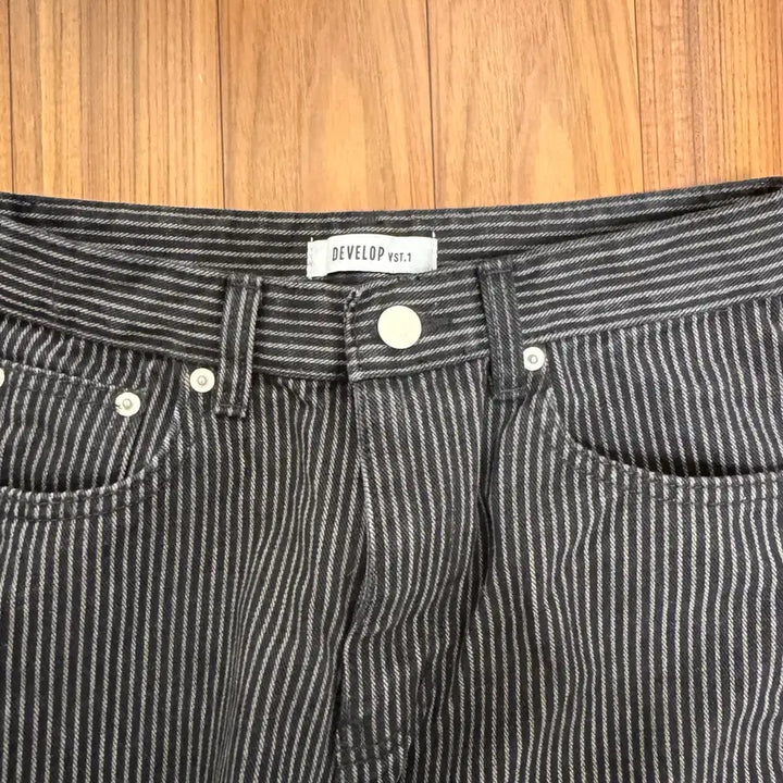 [BUNJANG] Manique Limonde Stripe Wide Cotton Pants (Black, S) / 매니크 리몽드 스트라이프 와이드 코튼팬츠(블랙 s)