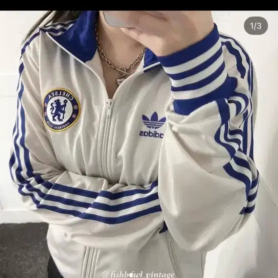 [BUNJANG] Adidas Chelsea Track Top White Blue / 아디다스 첼시 트랙탑 화이트 블루