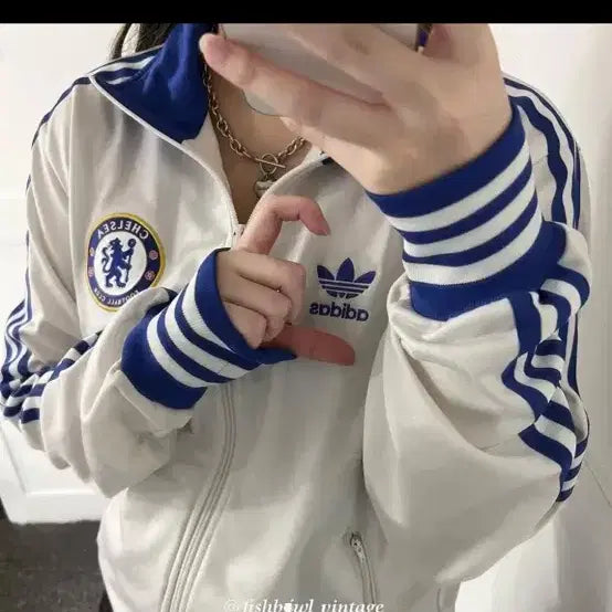 [BUNJANG] Adidas Chelsea Track Top White Blue / 아디다스 첼시 트랙탑 화이트 블루