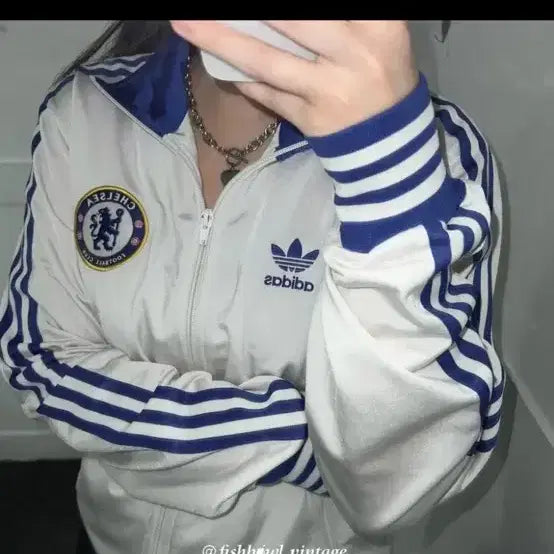 [BUNJANG] Adidas Chelsea Track Top White Blue / 아디다스 첼시 트랙탑 화이트 블루
