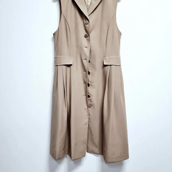 [BUNJANG] Flamingo Beige Long Vest Dress / 플라밍고 베이지 롱 조끼 원피스형 베스트