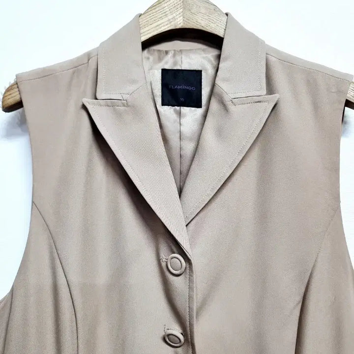 [BUNJANG] Flamingo Beige Long Vest Dress / 플라밍고 베이지 롱 조끼 원피스형 베스트