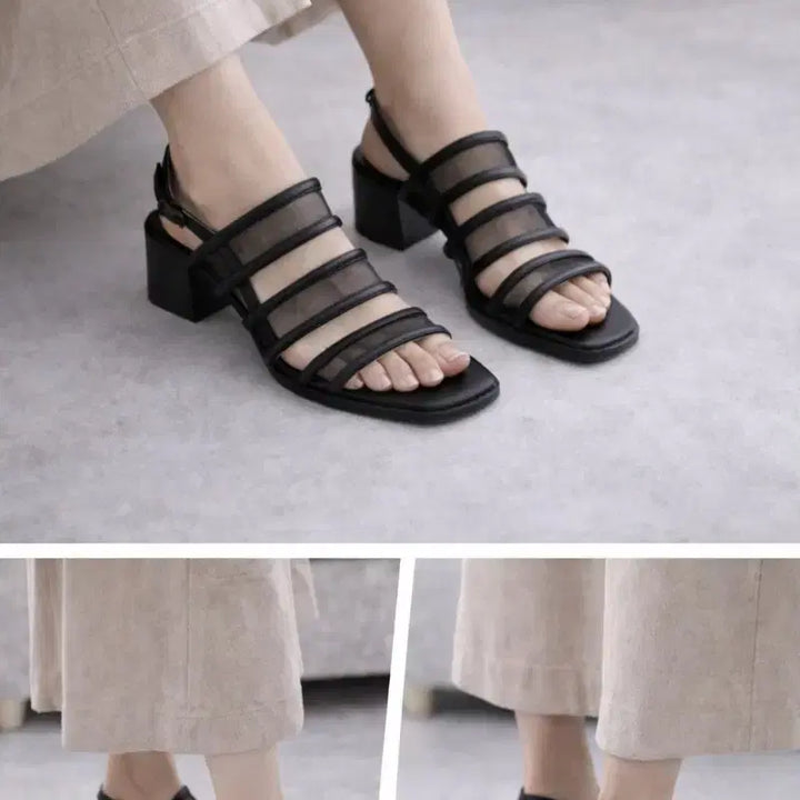 [SOLD OUT] 블랙 힐 샌들 스트랩 뮬 슈즈